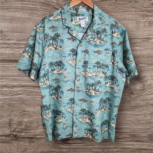 Duluth trading untucked relaxed Hawaiian print button front shirt men's size L